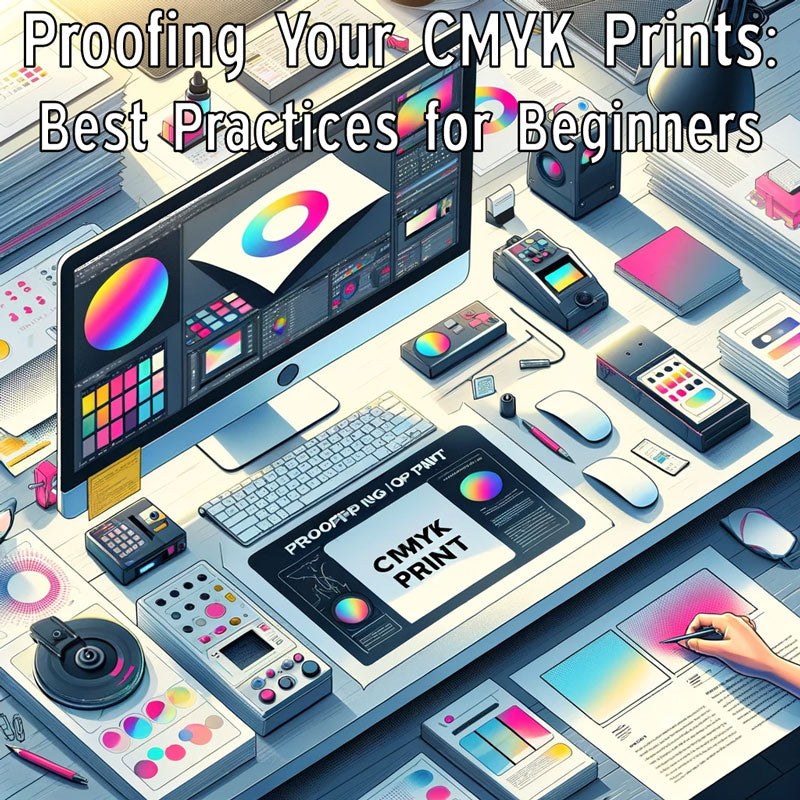 CMYK Printing Proofing Process, Proofing Software on a Color-Calibrated Monitor a Physical Hard Proof Print, Emphasizing the Rigorous Steps for Ensuring Color Accuracy and Print Quality in CMYK Printing, Ideal for Beginners Learning Proofing Techniques