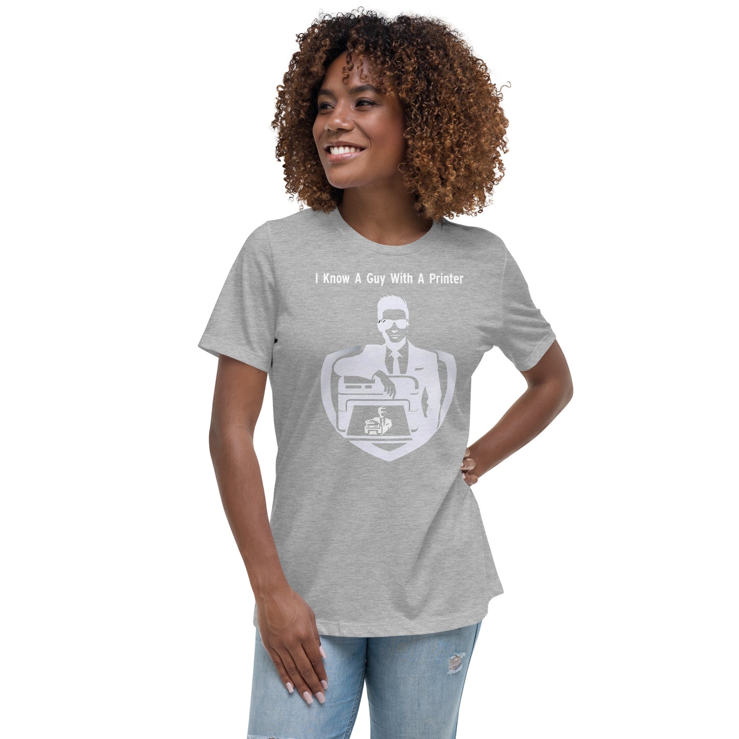 White Logo - A Guy With A Printer Women's Relaxed T-Shirt - A Guy With A Printer