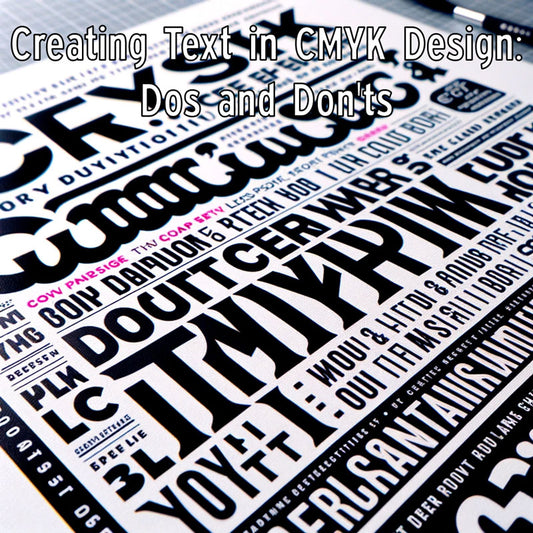 CMYK Print Design Highlighting Crisp, Legible Text with Proper Spacing and Alignment, Showing Clear Contrast Between Text and Background, and Sharp Font Edges, Emphasizing the Significance of Font Size, Style, and Color for Optimal Readability and Impact
