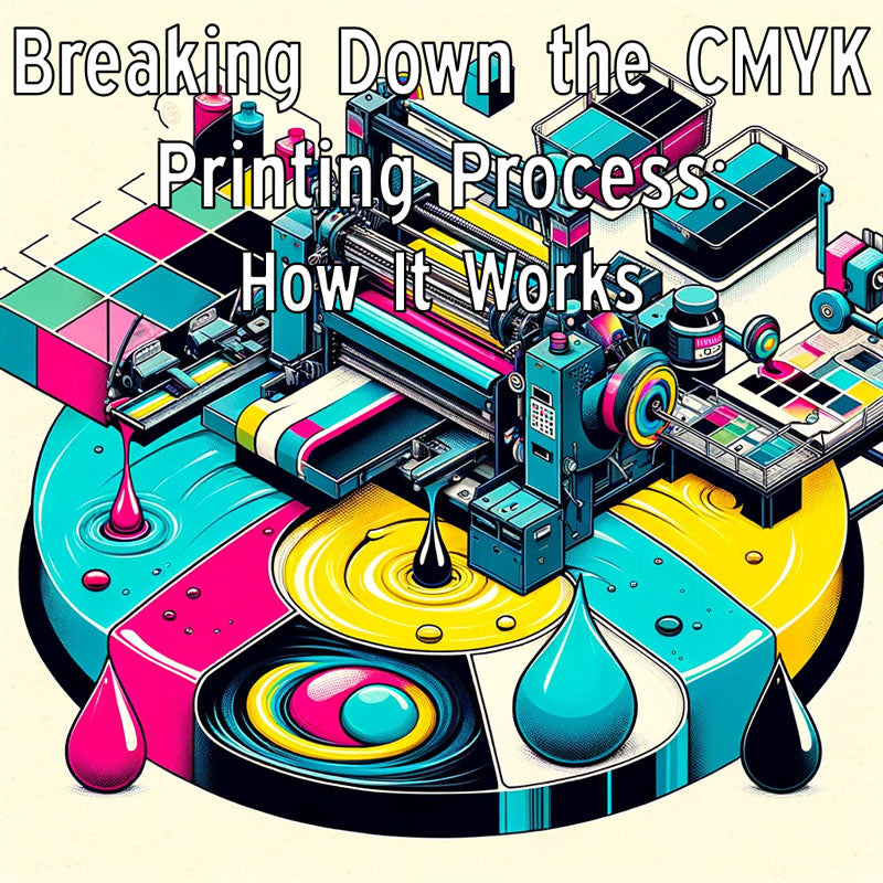 Detailed Illustration of the CMYK Printing Process, Showcasing the Sequential Application of Cyan, Magenta, Yellow, and Black Inks, Highlighting the Intricacies and Precision of Color Layering in Professional Printing