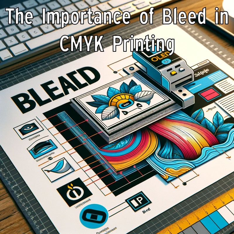 Bleed in CMYK Print Design, the Extension of Design Elements Beyond the Page Edge on a Computer Screen, with Rulers and Guides Indicating the Bleed Margin, Highlighting the Critical Role of Bleed in Ensuring Flawless, Edge-to-Edge Printed Materials