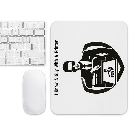 Black Logo - A Guy With A Printer Mouse pad - A Guy With A Printer