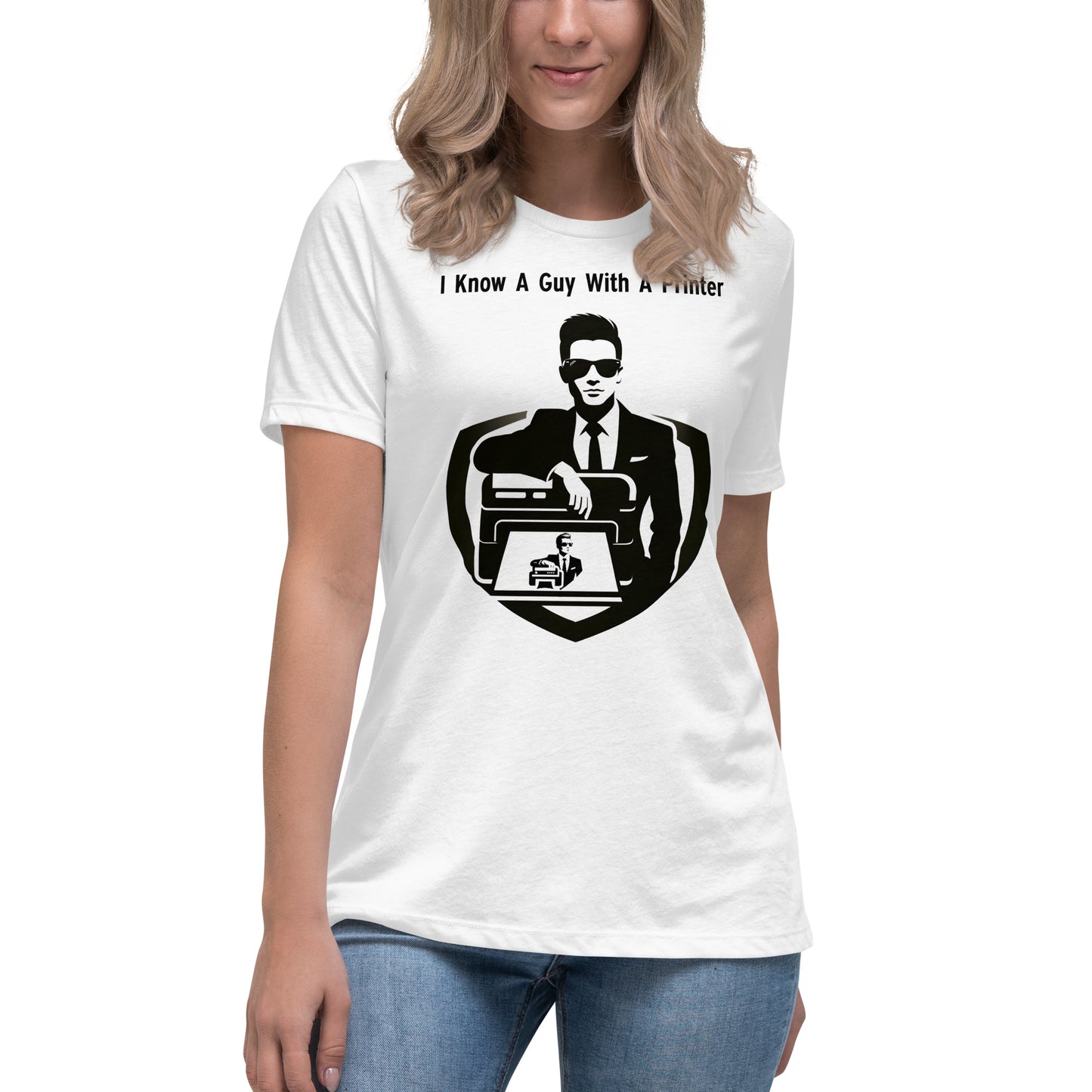 Black Logo - A Guy With A Printer Women's Relaxed T-Shirt - A Guy With A Printer